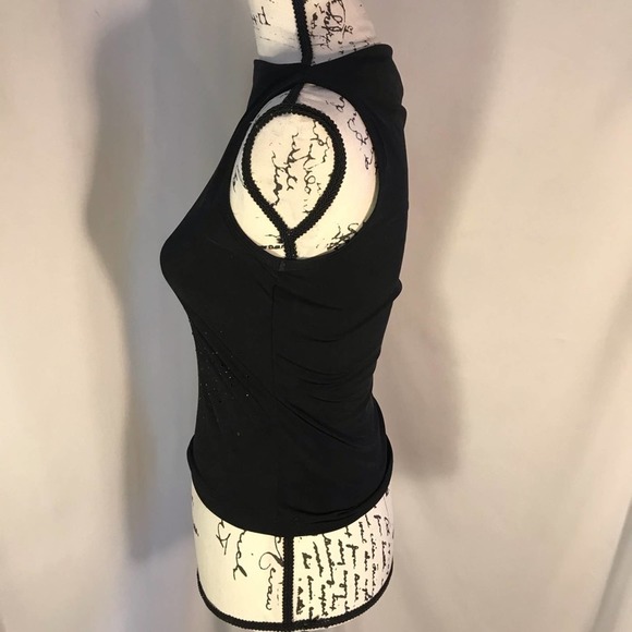 Esprit De Corp Woman's Cowl Neck Sleeveless Black Stretchy Rhinestone Blouse - Picture 3 of 5